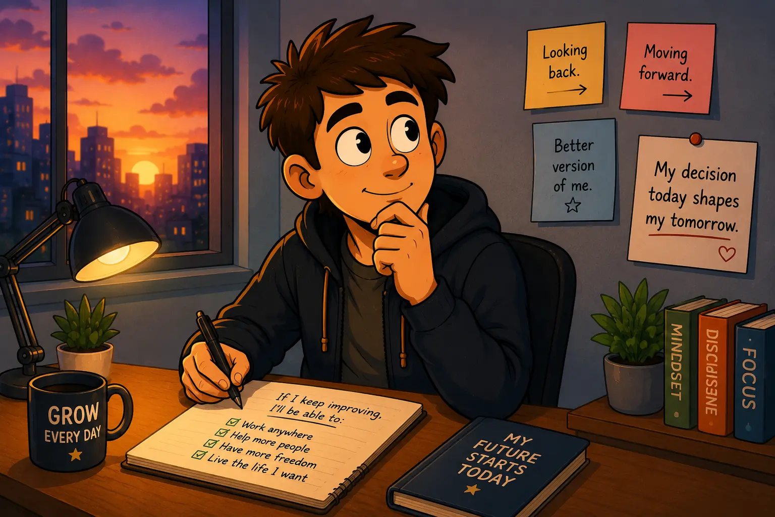 Daniel plans his future and uses grammar to make decisions.
