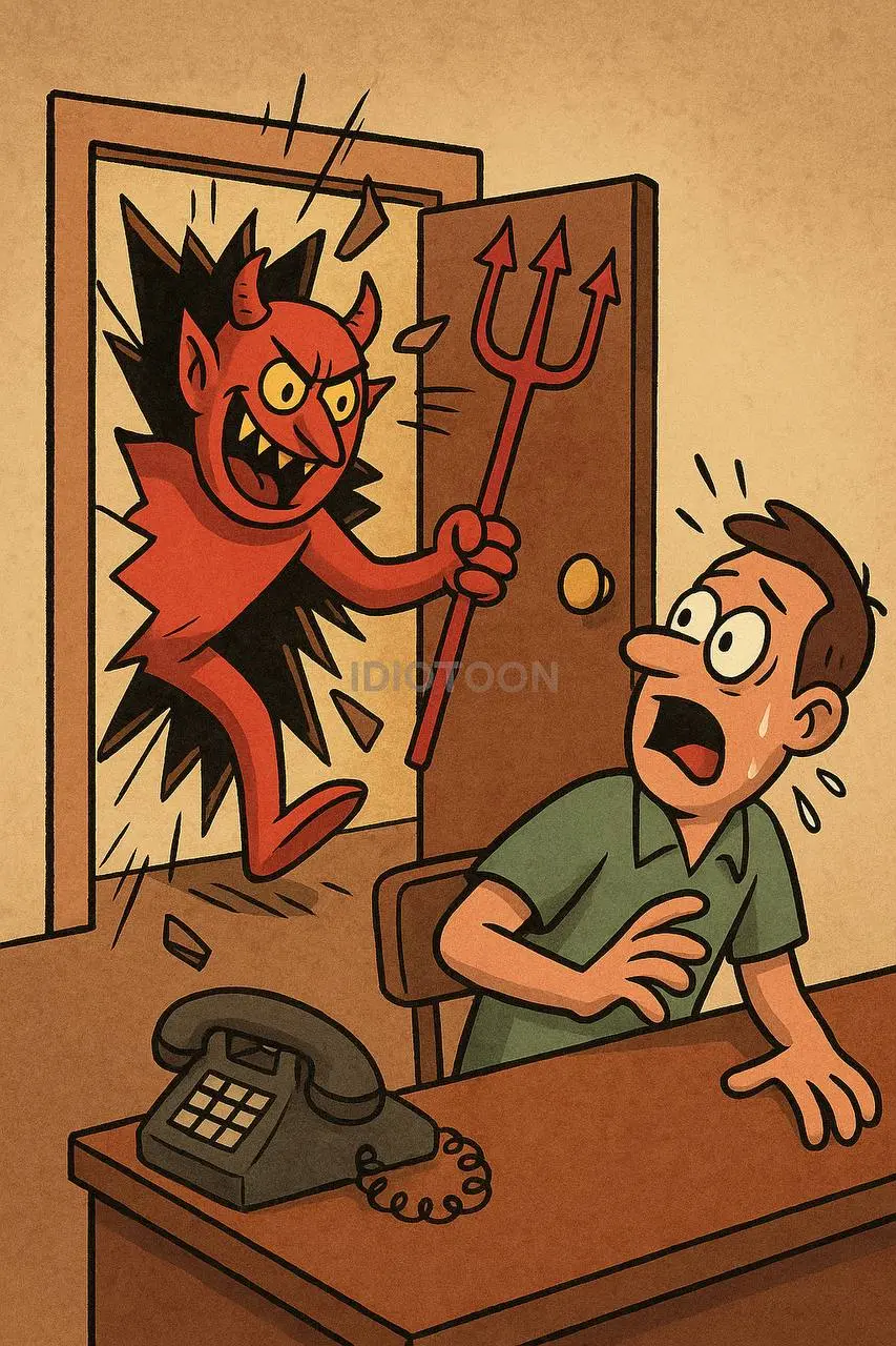 Speaking of the devil idiom artwork