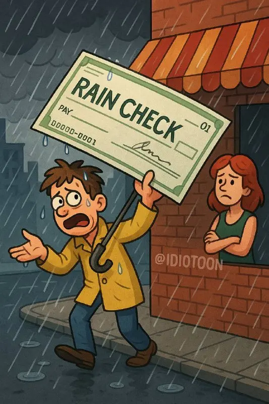 Take a rain check idiom artwork