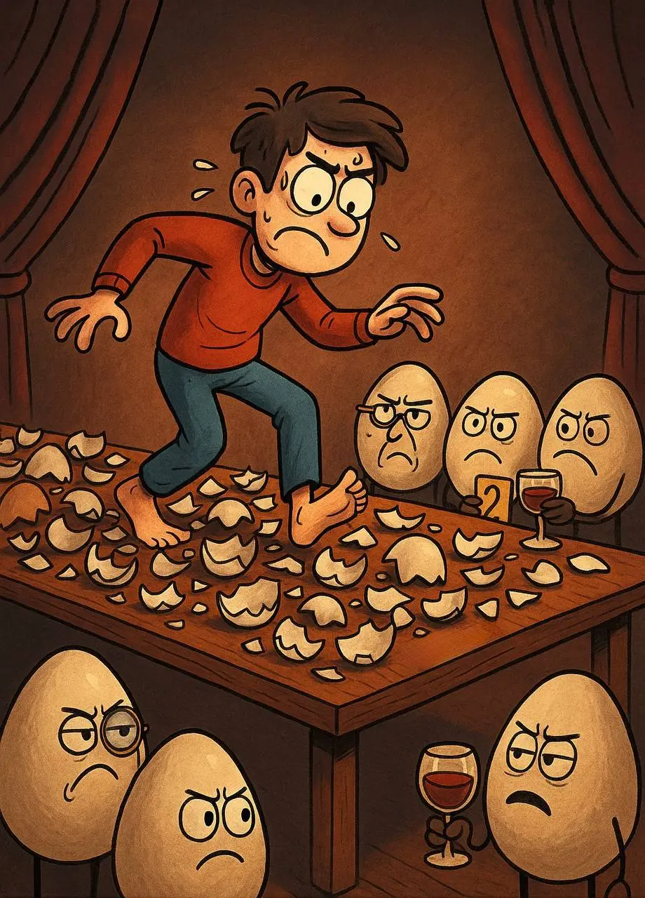 Walk on eggshells meaning